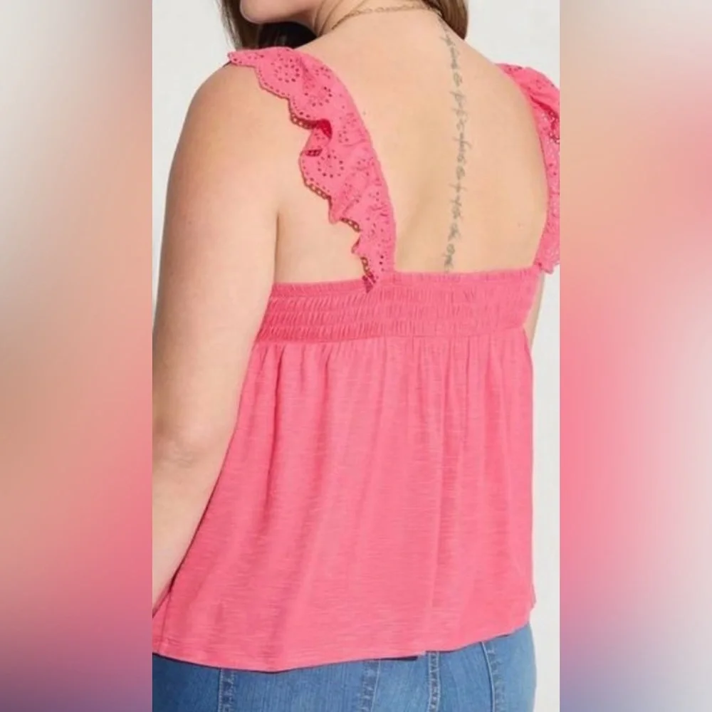 Torrid Pink Ruffle Sleeve Tank Top - Picture 3 of 9